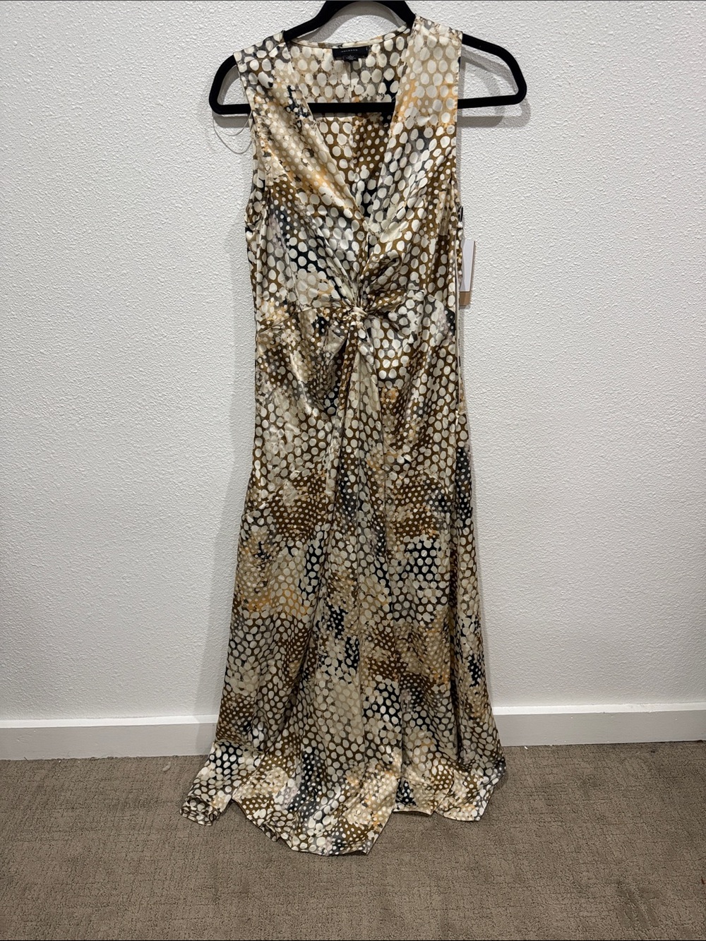 Halogen Gold, Black & White Twist-Front Maxi Dress